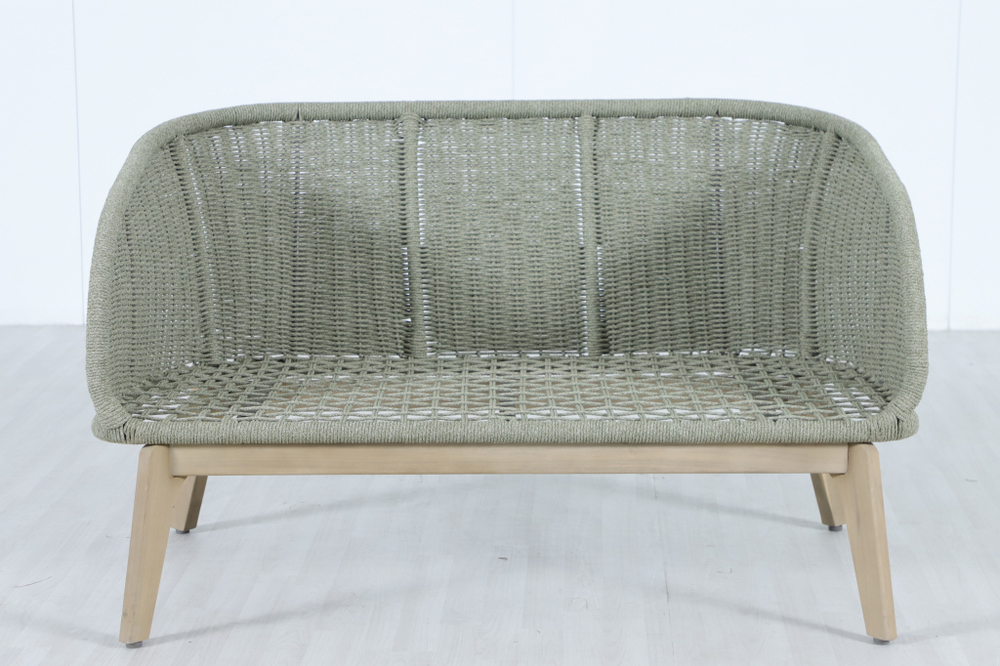 Диван деревянный двухместный Tagliamento Madrague, светлый тик, бежевый