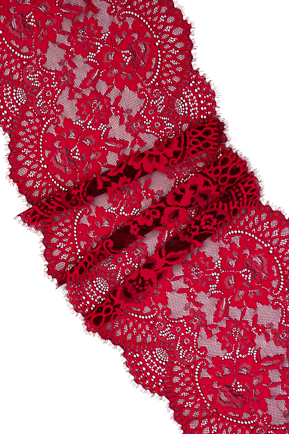 Кружево шантильи малиново-красное эластичное