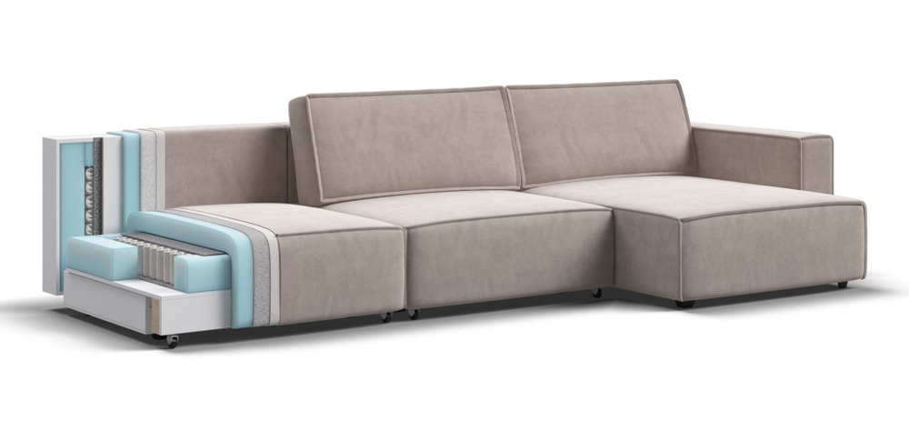 Угловой диван BOSS SOFT MODOOL MAX велюр Monolit латте