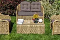 "Равенна" лаунж-зона из искусственного ротанга, цвет соломенный