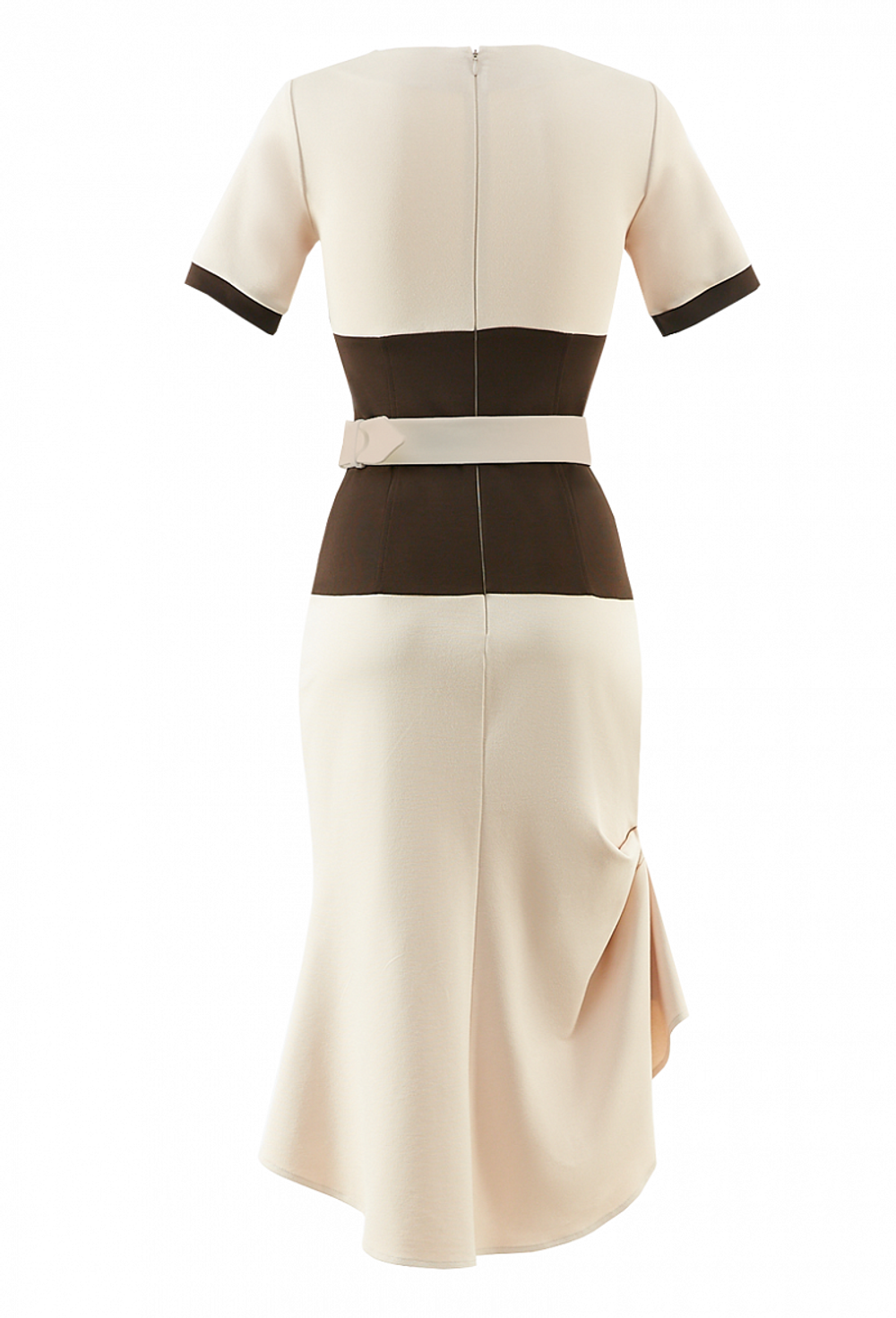 Трикотажное платье с поясом бежевое 02-03-20 SS