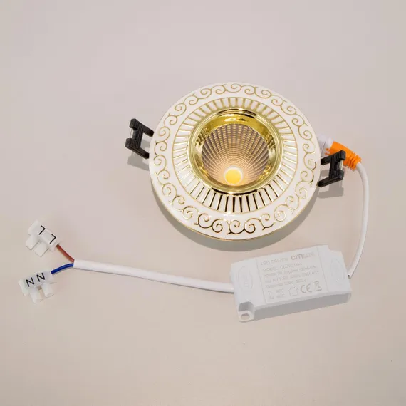 CLD041NW2 Боска Белый+Золото  Св-к Встр. 7W*3500K