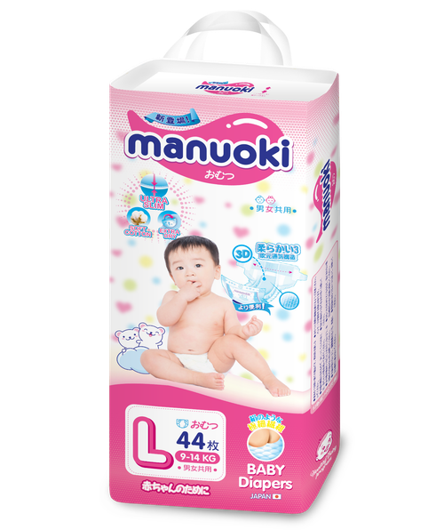 Подгузники Manuoki L 9-14 кг 44 шт