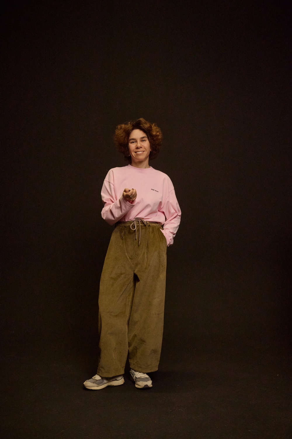 Брюки-бананы из вельвета, хаки