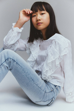 H&M Джинсы Flared Leg с заниженной талией, голубой