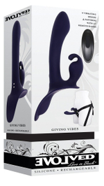 Женский страпон с вибрацией Giving Vibes (Цвет: синий)