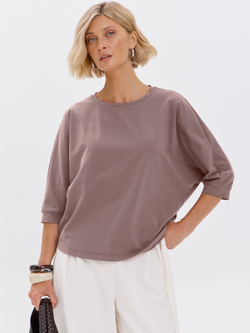 Свободная футболка летучая мышь с рукавом 3/4