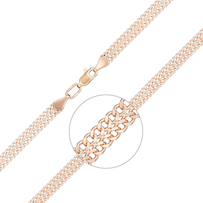 Браслет из красного золота с алмазной гранью (плетение «Ёлочка»)