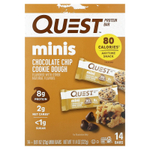 Quest Nutrition, протеиновые мини-батончики с шоколадной крошкой и вкусом печенья, 14 батончиков по 23 г (0,81 унции) каждый