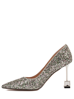 Женские туфли белые с блестками