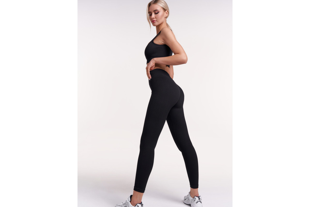 Леггинсы Urbanfit в рубчик, размер M, черный