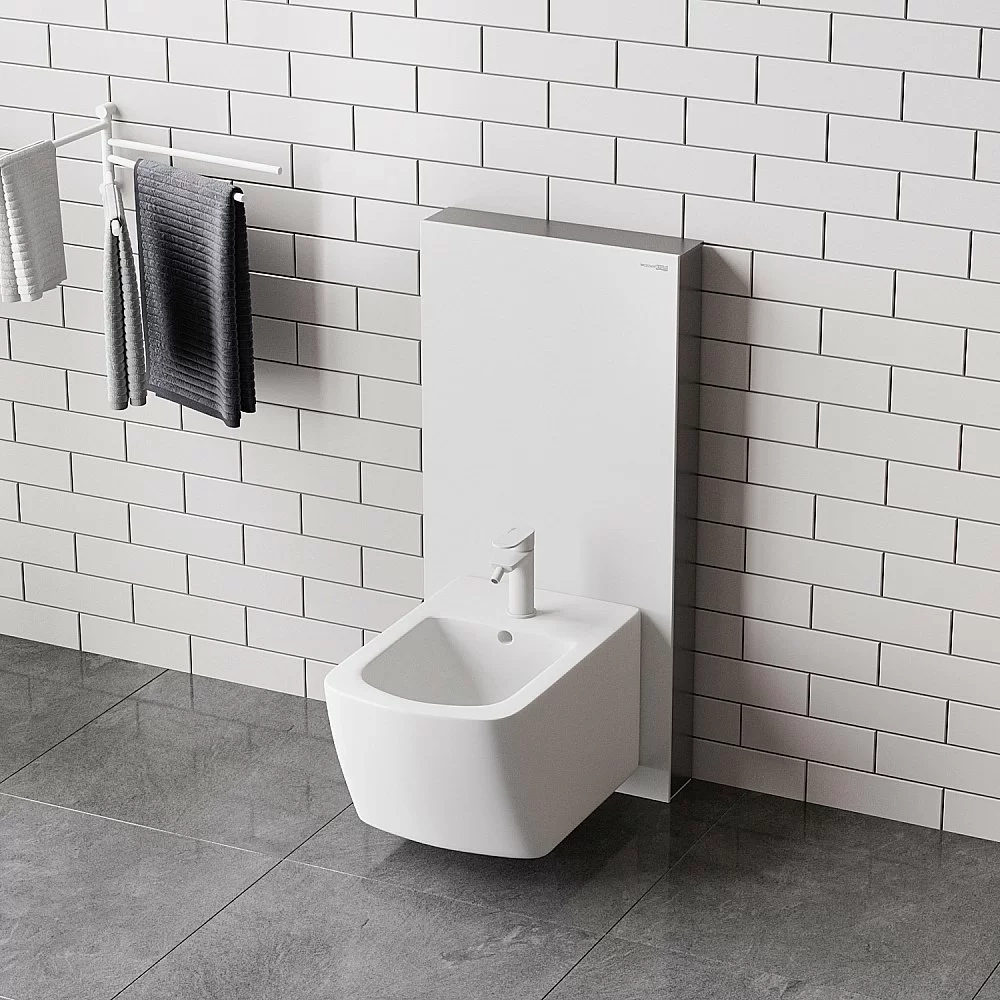 Инсталляция для биде со смесителем WasserKraft Naab 86BDT.050.WH.SQ3206 белая панель/смеситель хром