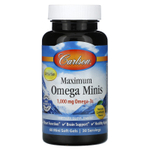 Carlson, Maximum Omega мини, натуральный лимон, 60 мини-капсул (500 мг в 1 капсуле)