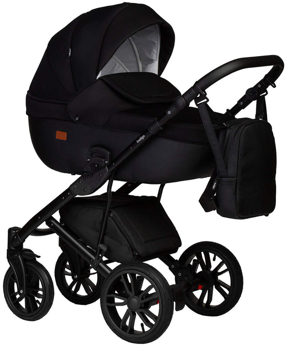 Детская коляска Indigo Mio S 3 в 1 с автокреслом Avionaut Cosmo Beige 02 черная кожа+черный