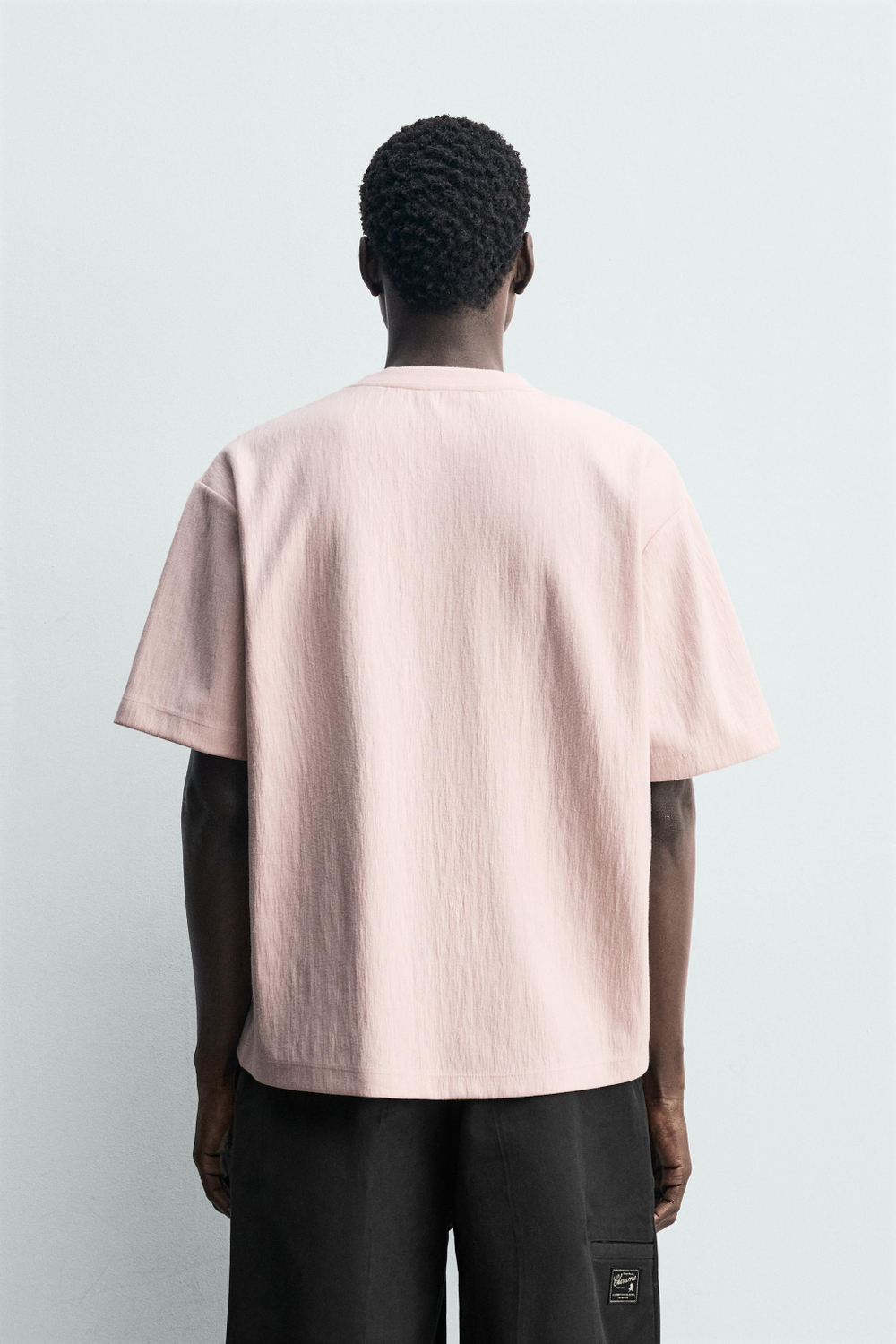 ZARA ФУТБОЛКА RELAXED FIT ИЗ РЕЛЬЕФНОЙ ТКАНИ, РОЗОВЫЙ