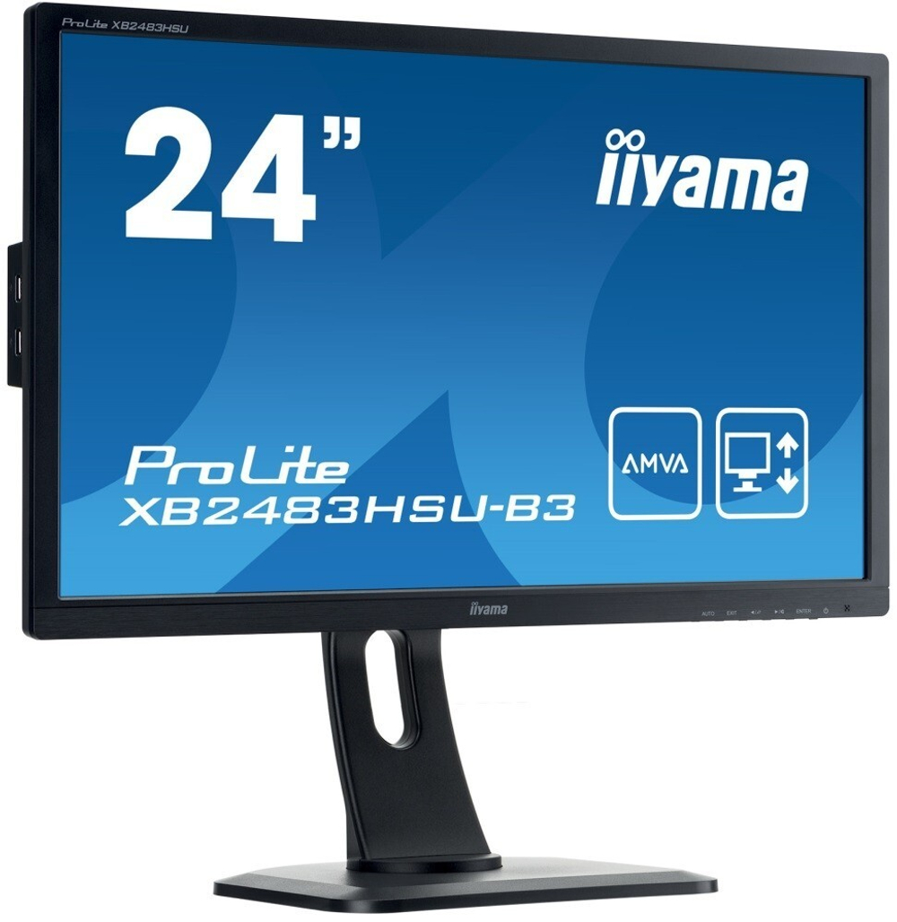 Монитор Iiyama 24;; ProLite XB2483HSU-B3 1920x1080 A-MVA WLED 75Гц 4ms VGA HDMI DisplayPort
