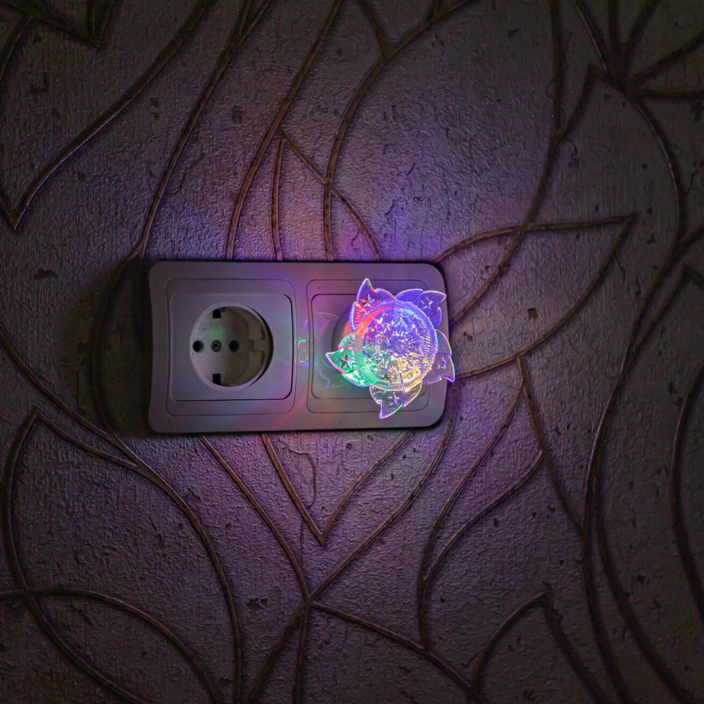 DTL-308-Цветок-RGB-4LED-0.5W Светильник-ночник. Выключатель на корпусе. Блистер