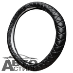Оплетка на руль круглая Coolpart MAXIMAL (37*38) к/з черный/черный A HT21-BLBL