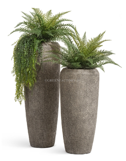 Кашпо TREEZ Effectory - серия Volcano - Высокий конус Design - Серо-коричневый туф