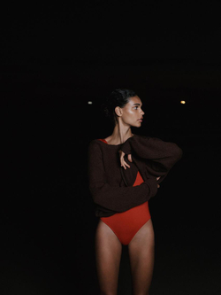 Massimo Dutti Купальник со свернутыми бретелями, красный