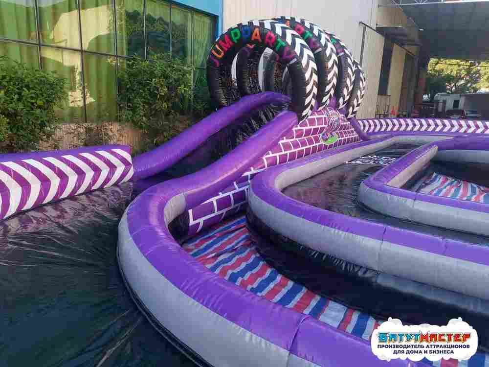 Надувная трасса «Мягкие гонки» безопасная, 16×8×3 м