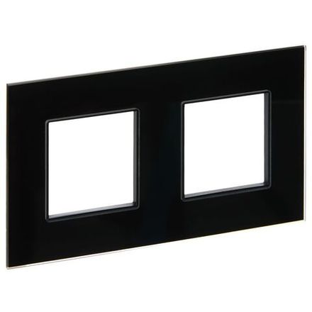 Рамка 2-м SKANDY SK-F22Bl стекло черн. IEK SK-M22-G-K02