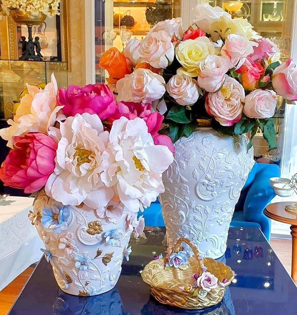 Ваза Таормина бело-золотая L