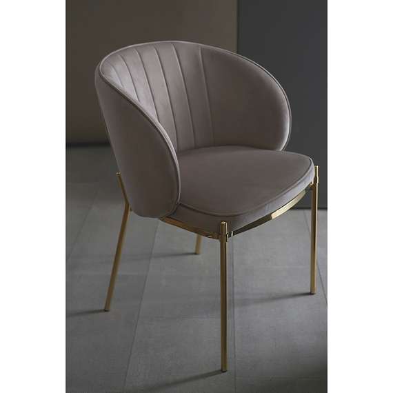 Стул Coral, серо-бежевый велюр с золотыми ножками