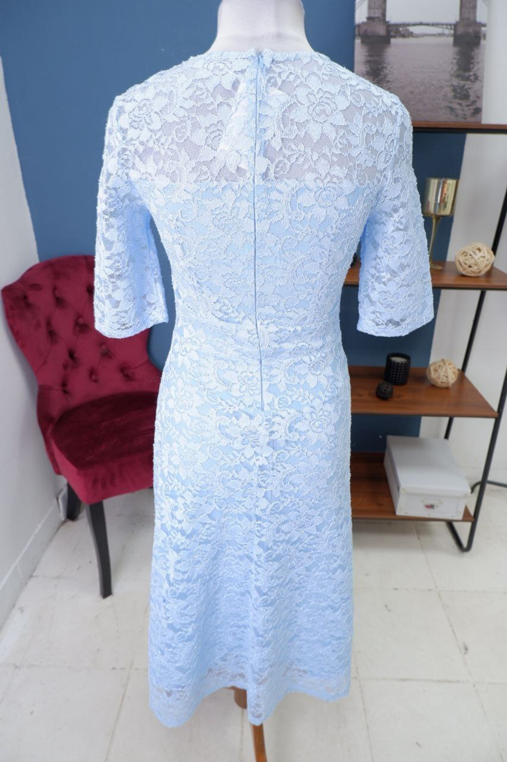 Платье Deniza гипюровое голубое 42 размер, новое