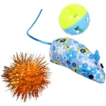 Игрушки для кошек в наборе 3шт «ИГРУЛИК», цвет синий и зеленый