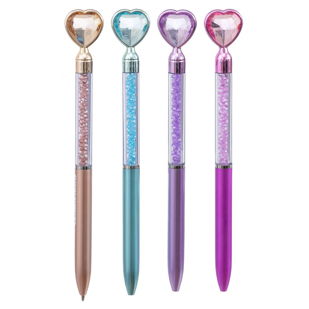 Ручка шариковая, автоматическая, Basir, синие чернила, разноцветный корпус с кристаллами, 24 шт