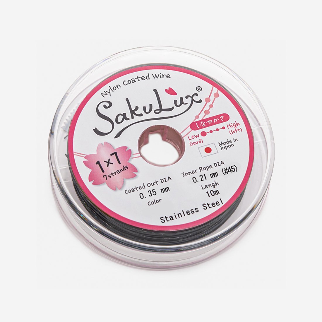 Японский ювелирный тросик SakuLux 7 диаметр 0,35мм, цвет "Черный"
