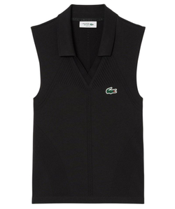Женское поло Lacoste Sleeveless Stretch Knit Tennis - black/black