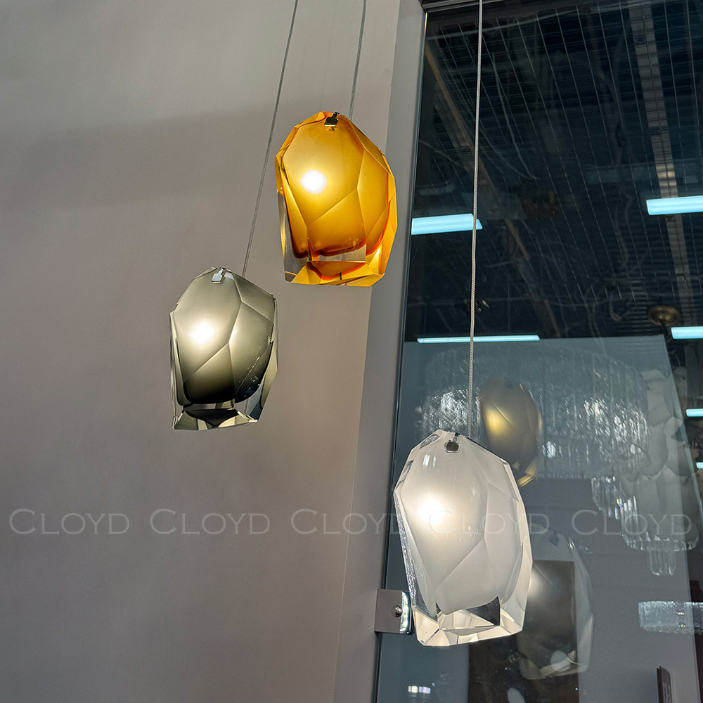 Подвесной светильник Cloyd VARELL P1 / шир. 20 см - хром - белое стекло (арт.11658)