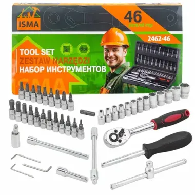 Набор инструмента 46пр. 1/4''(6-гран.)(4-14мм) ISMA ISMA-2462-46