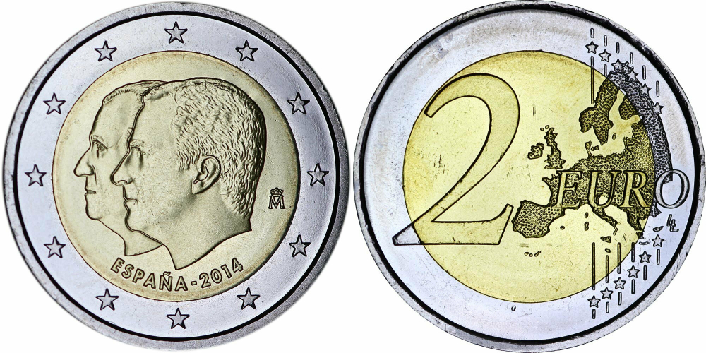Испания 2 евро, 2014 Король Филипп VI aUNC