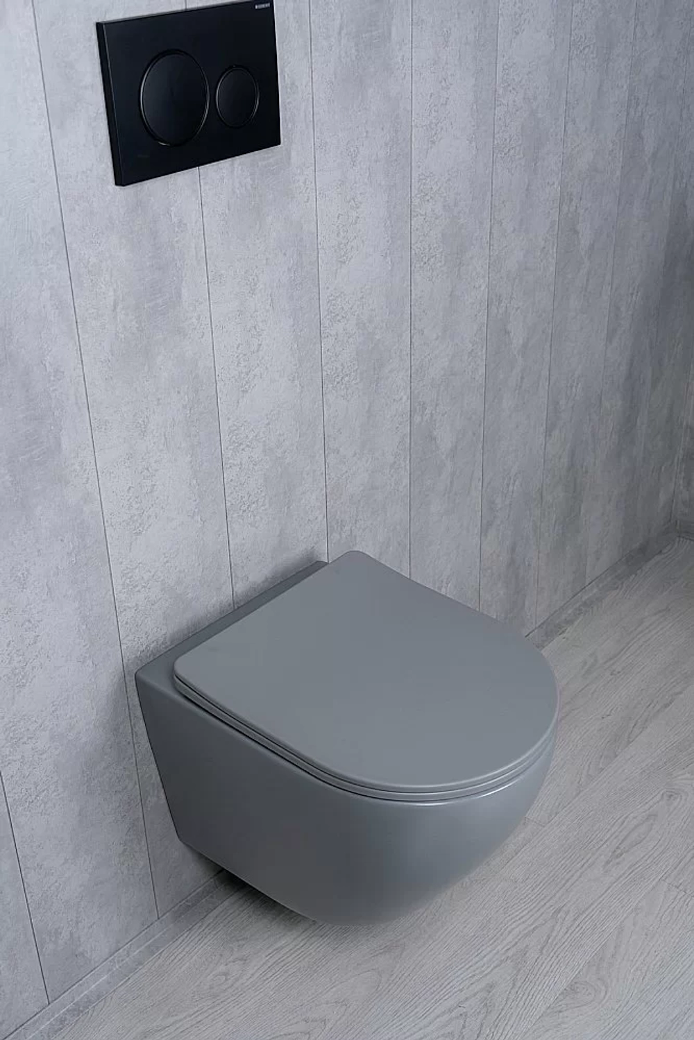 Унитаз подвесной Gid Tr2122TF-Lgm серый матовый, с крышкой микролифт, безободковый, слив-торнадо