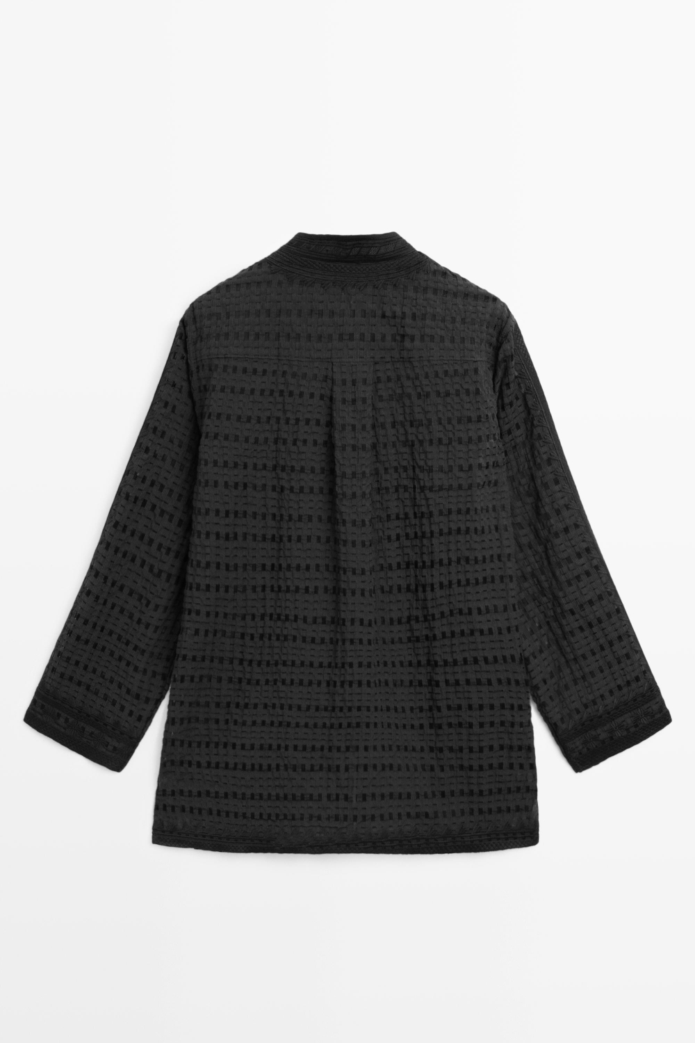 Massimo Dutti Рубашка из струящейся ткани с вышивкой, черный