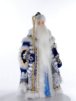 Кукла коллекционная Дед Мороз в кружевной шубе