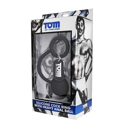 Тяжелый анальный шар с эрекционным кольцом Tom of Finland (Цвет: черный)