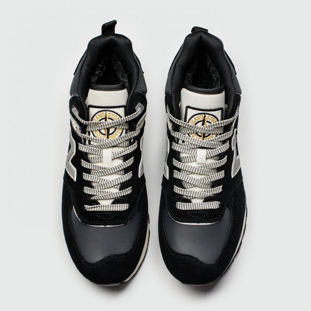 кроссовки New Balance 574 Mid x Stone Island Black / White Winter