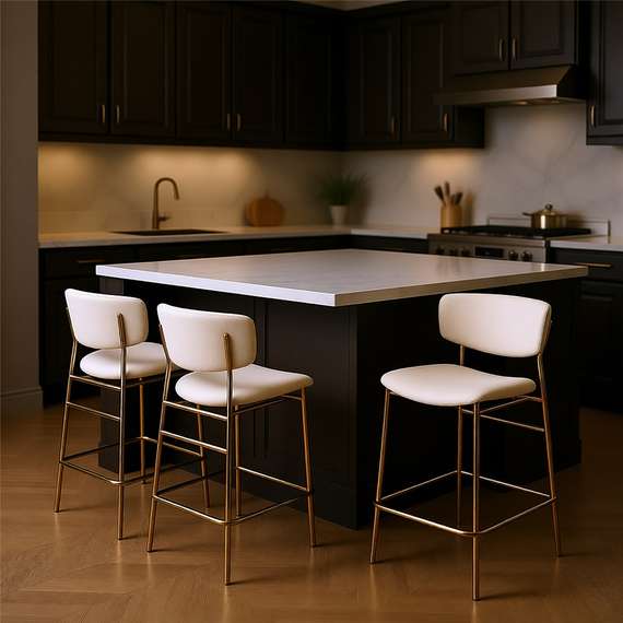 Стул полубарный Elle кремовый с золотыми ножками