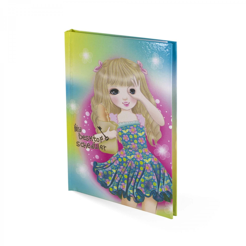 Блокнот в футляре, 14,5 см * 20,5 см, 7БЦ, Alingar, ламинация, замочек, вн.блок с дизайном, в точку, 45 л., "Модница-малышка", голубой