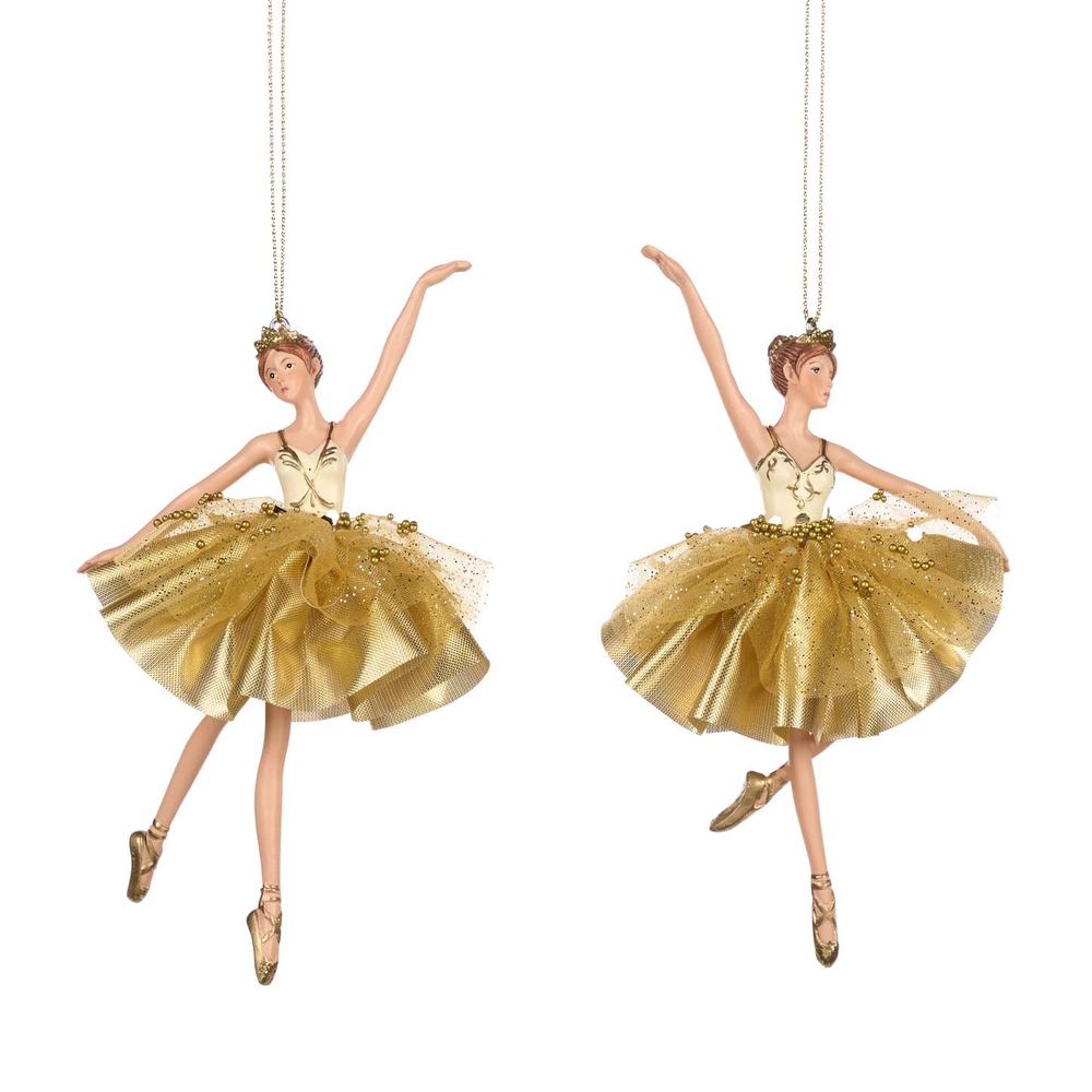 Набор елочных игрушек Рождественская балерина 2шт 17см Goodwill M&G кремово-золотая