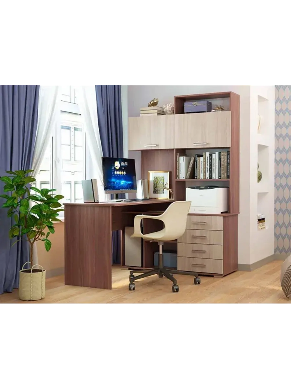 Стол компьютерный угловой с ящиками 138,4х57х187 см