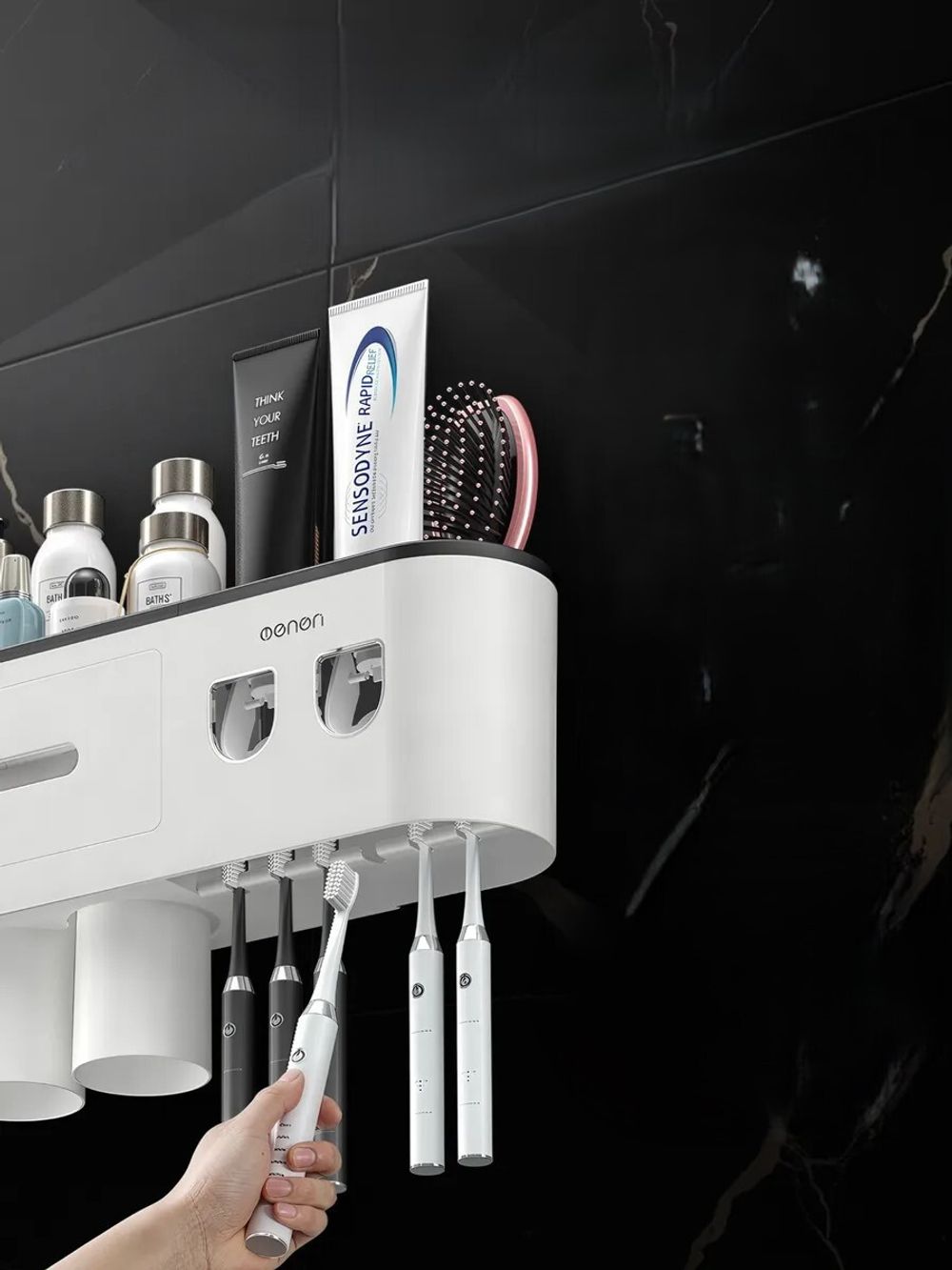 Дозатор для зубной пасты и держатель для щеток настенный