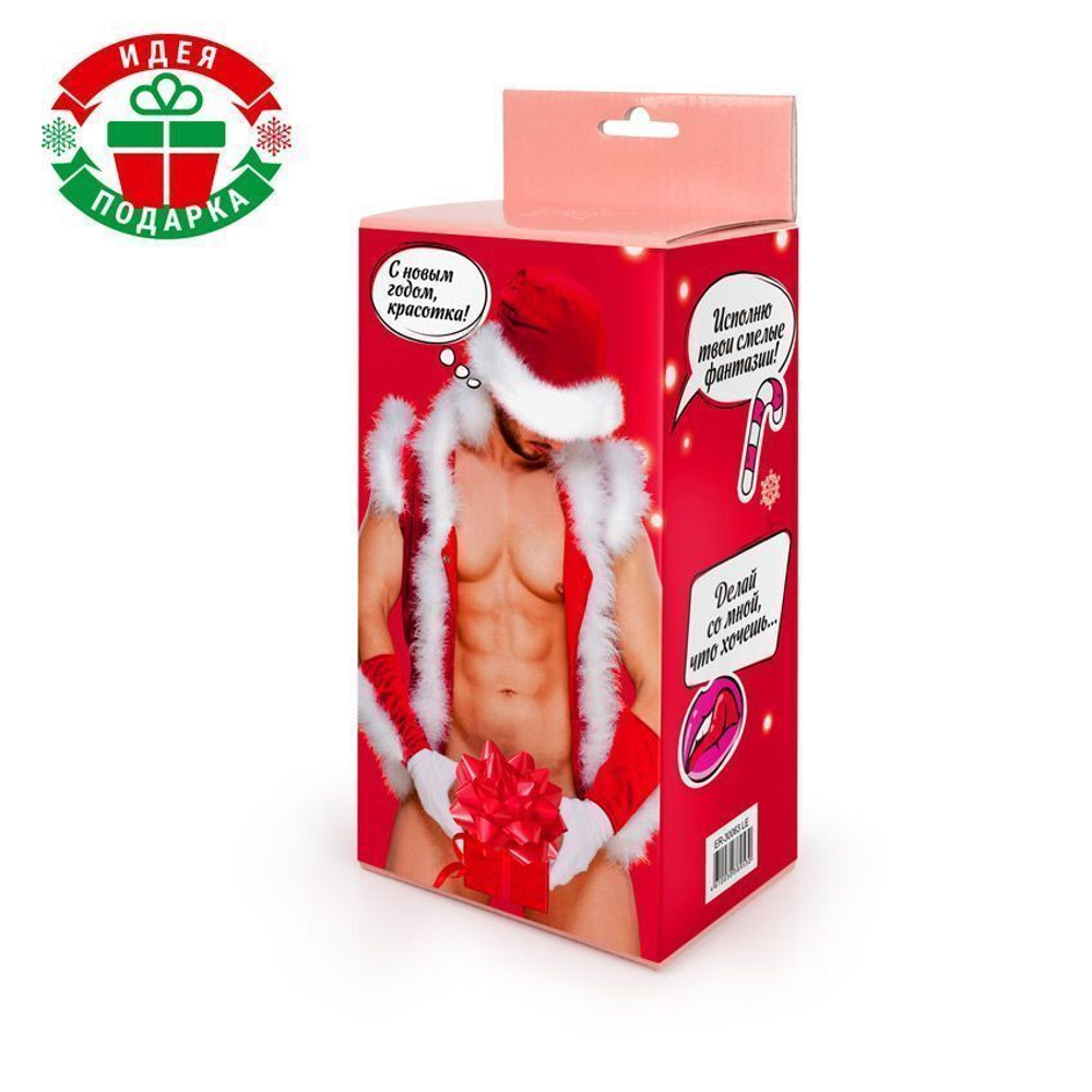 Телесный фаллоимитатор в новогодней упаковке - 19 см. (Цвет: телесный)