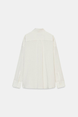 ZARA РУБАШКА ИЗ СТРУЯЩЕЙСЯ ТКАНИ В ПОЛОСКУ — ZW COLLECTION, ЭКРЮ