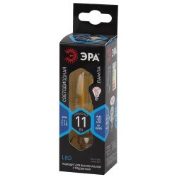 Лампочка светодиодная ЭРА F-LED B35-11W-840-E14 Е14 / Е14 11Вт филамент свеча нейтральный белый свет