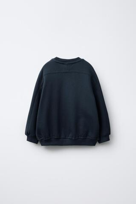 ZARA ТОЛСТОВКА С ТЕКСТОМ И НАШИВКОЙ, СИНИЙ